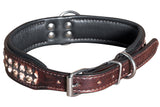 Small Hilason Heavy Duty Handmade Genuine Leather Dog Collar Brown with rivets