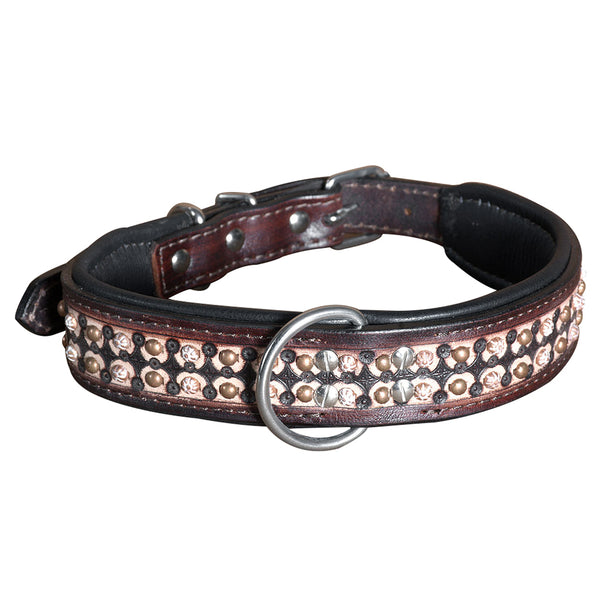 Small Hilason Heavy Duty Handmade Genuine Leather Dog Collar Brown with rivets - Uhorse