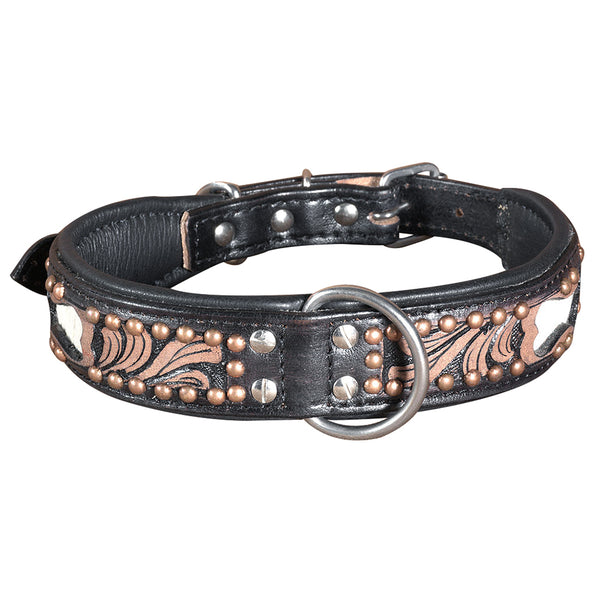 Hilason Heavy Duty Handmade Genuine Leather Dog Collar Black with rivets - Uhorse