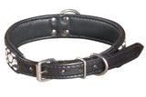 Small Hilason Heavy Duty Handpainted Genuine Leather Dog Collar Black with buckstich