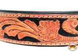 Small Hilason Heavy Duty Handpainted Genuine Leather Dog Collar Black with Tan