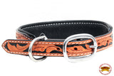 Small Hilason Heavy Duty Handpainted Genuine Leather Dog Collar Black with Tan
