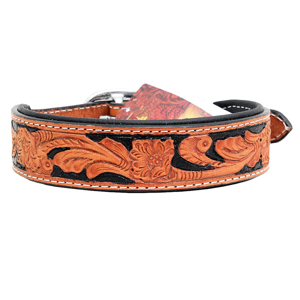 Small Hilason Heavy Duty Handpainted Genuine Leather Dog Collar Black with Tan - Uhorse