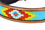 HILASON Western Style Beaded Hand Tooled American Leather Pet Dog Collar