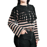 American Darling Women’s Genuine Suede Leather Fringe Vest - Western Cropped Cowgirl Yoke Black Boho Fringe Cape
