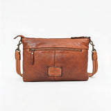 Spaghetti Western Full Grain Leather Crossbody Bag for Women – Slim Shoulder Bag with YKK Zipper, Multi-Pocket Organizer
