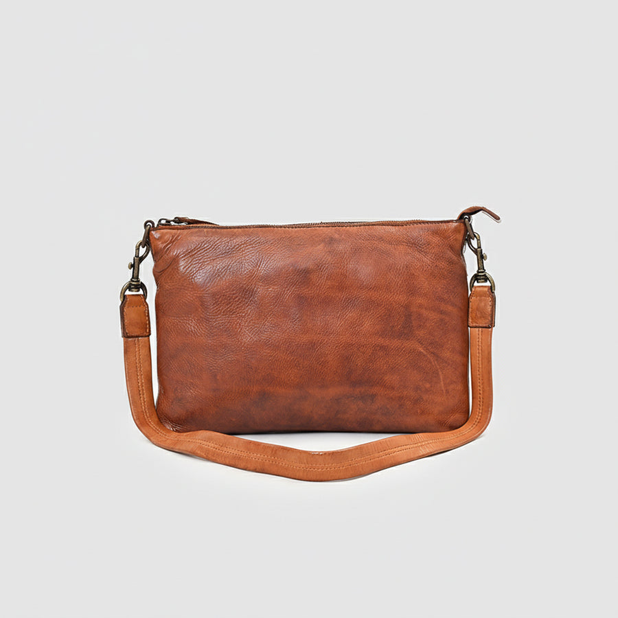Spaghetti Western Terralux Premium Cognac Leather Crossbody Shoulder Bag
