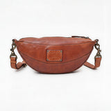 Spaghetti Western Bronzaro Leather Crescent Sling Bag Handcrafted Vegetable Tanned Full Grain Leather Crossbody