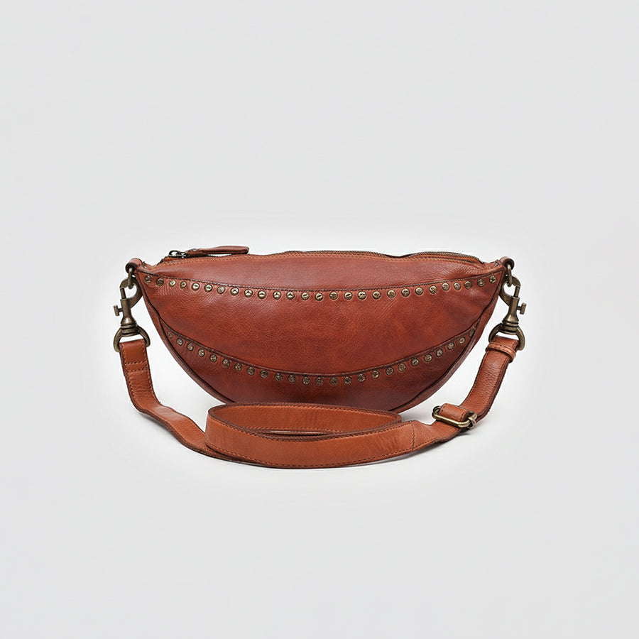 Spaghetti Western Bronzaro Leather Crescent Sling Bag Handcrafted Vegetable Tanned Full Grain Leather Crossbody