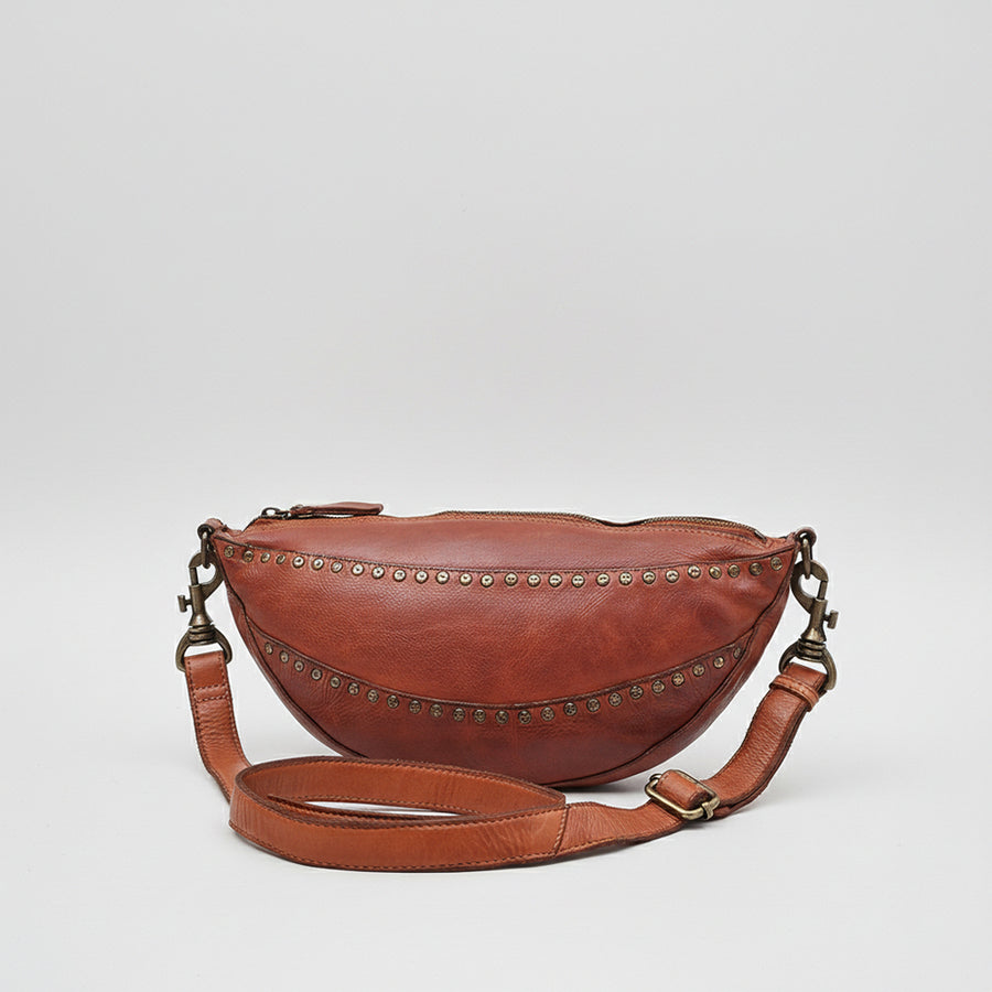 Spaghetti Western Bronzaro Leather Crescent Sling Bag Handcrafted Vegetable Tanned Full Grain Leather Crossbody - Uhorse