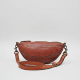 Spaghetti Western Bronzaro Leather Crescent Sling Bag Handcrafted Vegetable Tanned Full Grain Leather Crossbody - Uhorse