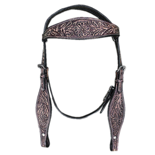 HILASON Western Genuine Leather Horse Headstall Tack Antique Dark Brown - Uhorse