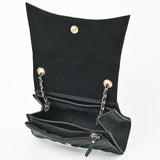 OHLAY High Fashion Checkered Flap Quilted Leather Crossbody Bag Black & White