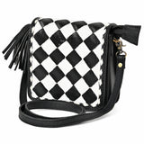 OHLAY Mini Checkered Leather Crossbody Bag Black & White Graphic by Hilason – Cowboy and equestrian accessories