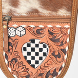 OHLAY Leather Travel Wallet Pistol/Gun Case Hairon Checkerboard Heart Dice Motif