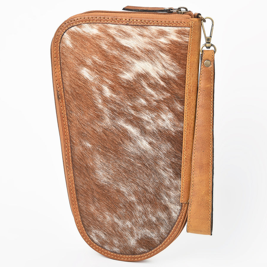 OHLAY Leather Travel Wallet Pistol/Gun Case Hairon Checkerboard Heart Dice Motif