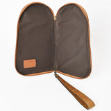 OHLAY Leather Travel Wallet Pistol/Gun Case Hairon Checkerboard Heart Dice Motif