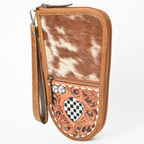 OHLAY Leather Travel Wallet Pistol/Gun Case Hairon Checkerboard Heart Dice Motif