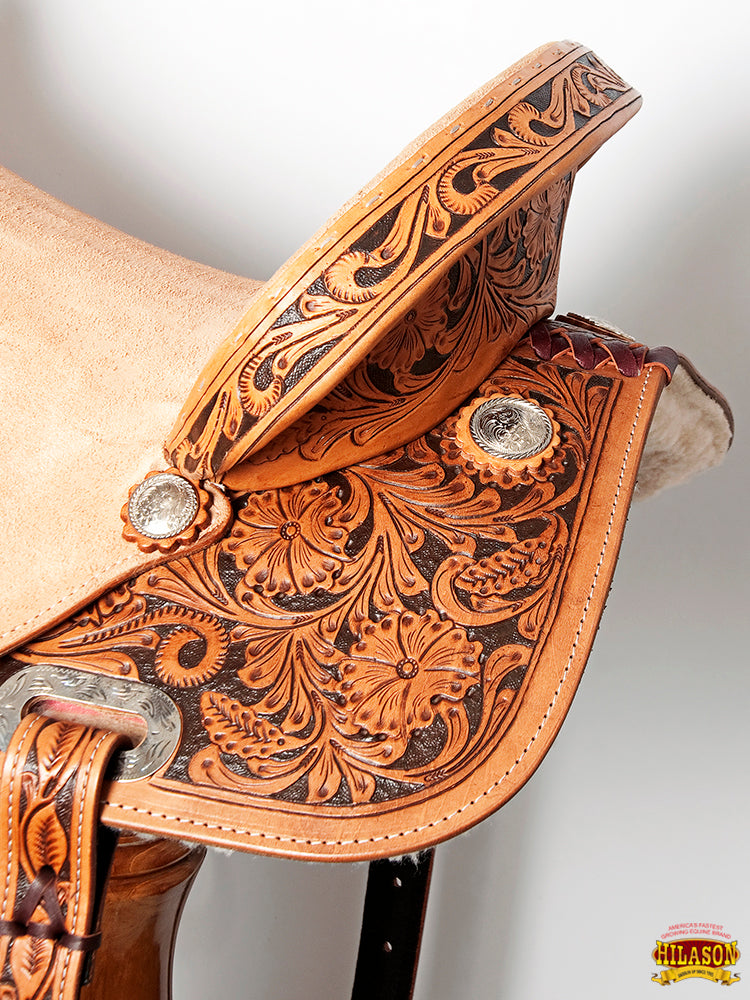 HILASON Flex Tree Western Horse Saddle in American Leather Barrel Trail | for Horses
