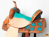 Flex Tree Western Horse Saddle In American Leather Barrel Trail Hilason
