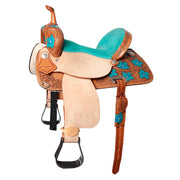 Flex Tree Western Horse Saddle In American Leather Barrel Trail Hilason