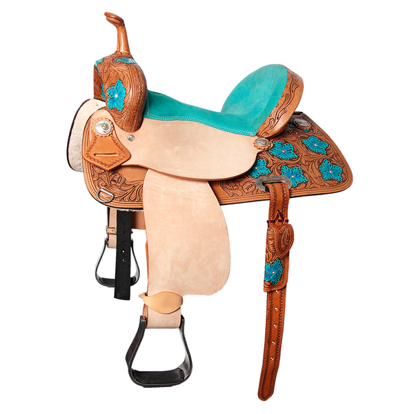 Flex Tree Western Horse Saddle In American Leather Barrel Trail Hilason - Uhorse