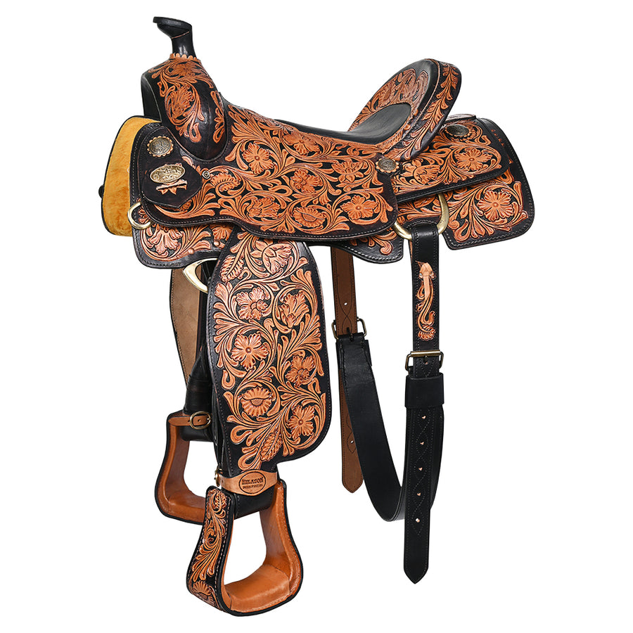 16 In Hilason Western Horse Saddle American Leather Ranch Roping Cowboy - Uhorse