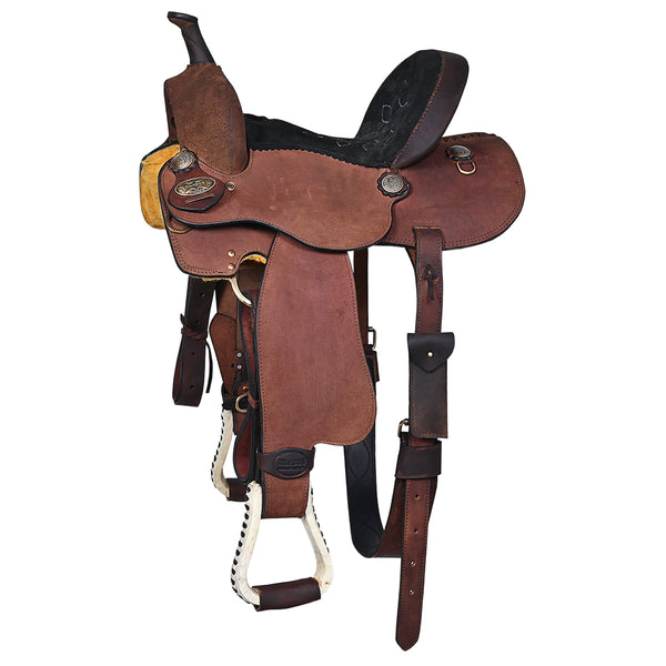 Hilason Western Horse Barrel Racing Trail American Leather Saddle Brown - Uhorse