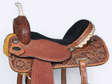 Comfytack Western Horse Barrel Racing Trail Pleasure American Leather Saddle Tack Set With Reins Brown