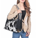 American Darling Hobo Bag Western Hair-On Cowhide Genuine Leather Purse with Fringes and YKK Zipper