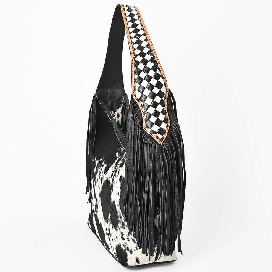 American Darling Hobo Bag Western Hair-On Cowhide Genuine Leather Purse with Fringes and YKK Zipper