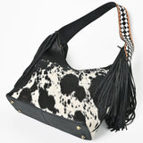 American Darling Hobo Bag Western Hair-On Cowhide Genuine Leather Purse with Fringes and YKK Zipper