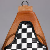 American Darling Chestnut Sling Bag Black White Checkered Panel Crossbody Style
