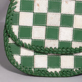 American Darling Checkered Flap Bag Mini Crossbody Style Braided Trim & Leather