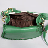 American Darling Checkered Flap Bag Mini Crossbody Style Braided Trim & Leather