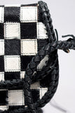American Darling Checkered Flap Bag Mini Crossbody Style Braided Trim & Leather