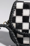 American Darling Checkered Flap Bag Mini Crossbody Style Braided Trim & Leather