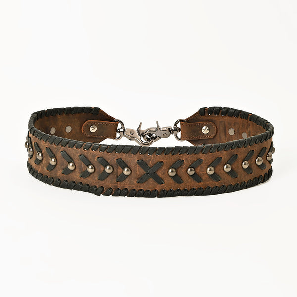 American Darling Handcrafted Leather Strap - Vegetable-Tanned Braided and Riveted Western Accessory - Uhorse