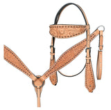 HILASON Western Horse Headstall & Breast Collar American Leather Floral Tan