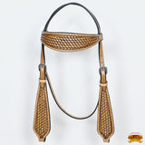 HILASON Western Horse Headstall & Breast Collar American Leather Basket Tan