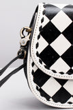 American Darling Black & White Checkered Mini Crossbody Hand-Laced Edges