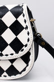 American Darling Black & White Checkered Mini Crossbody Hand-Laced Edges
