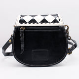 American Darling Black & White Checkered Mini Crossbody Hand-Laced Edges