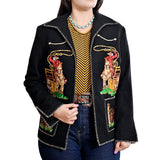 American Darling Women's Western Rodeo Blazer - Vintage Style Embroidered Cowboy Jacket with Horse and Lasso Motif - Uhorse