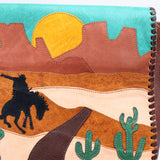 American Darling Sunset Rodeo Leather Crossbody Messenger Bag Appliqué Desert