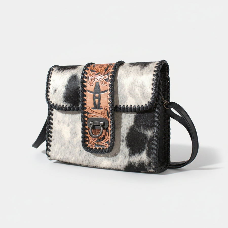 Laurel Rodeo Genuine Handtooled and Hair-On Leather Crossbody Bag with Adjustable Strap | Houston Livestock Show - Uhorse