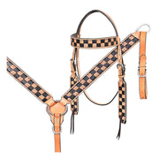 HILASON Western Horse Tack Set American Leather Hand Tooled Tan