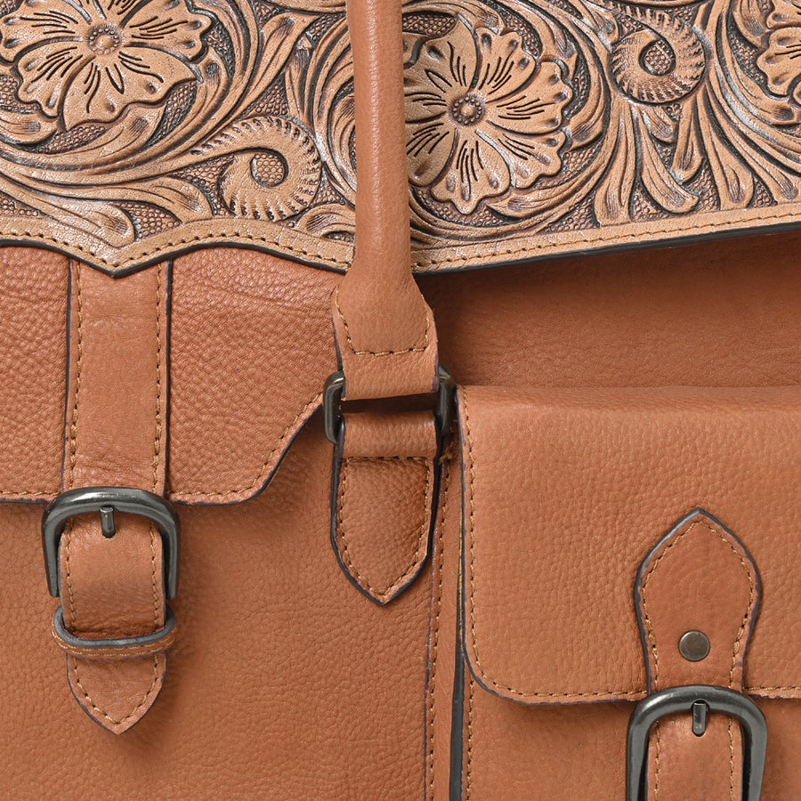 American Darling Hand-Tooled Genuine Leather Briefcase Bag