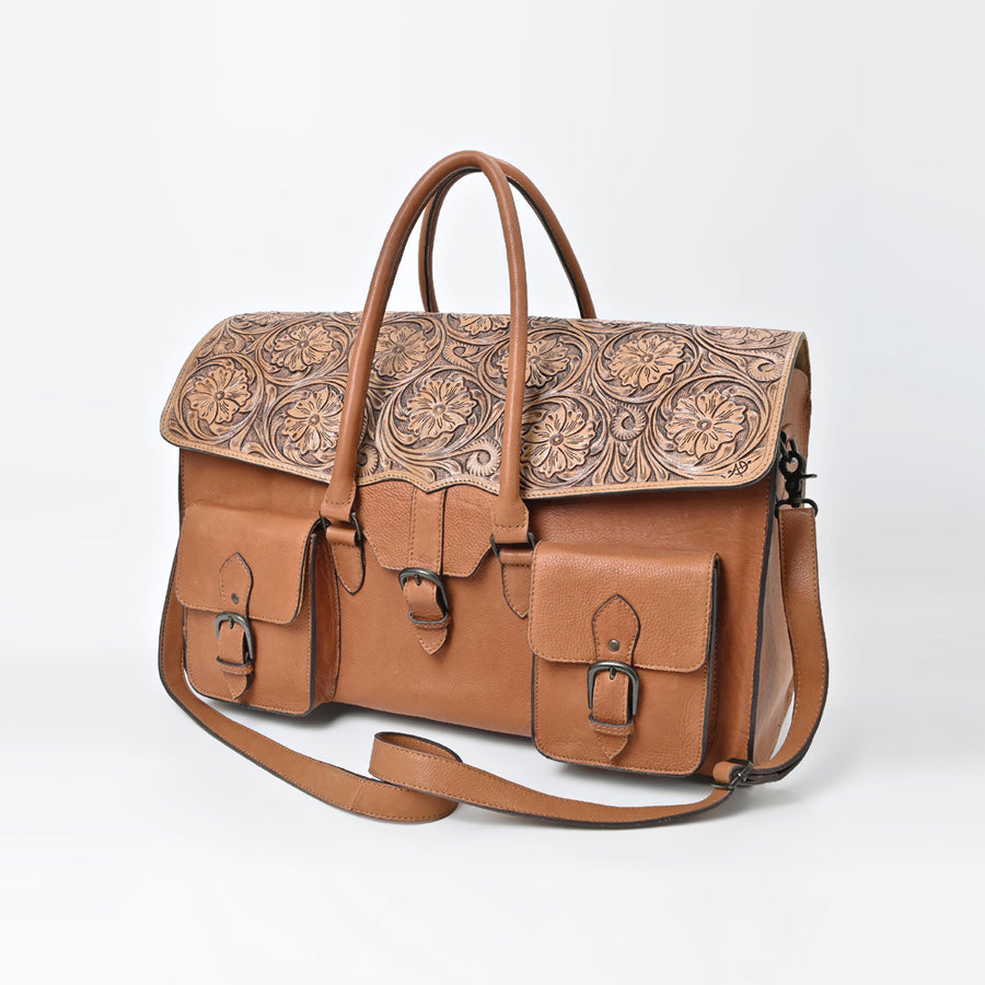 American Darling Hand-Tooled Genuine Leather Briefcase Bag - Uhorse