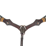 HILASON Breast Collar Floral Hand-Painted Turquoise Premium Skirting Leather